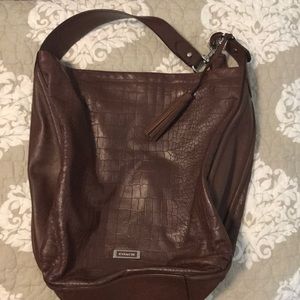Brown tall leather coach bag